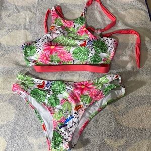 Floral Bathing Suit, Two piece, Size L